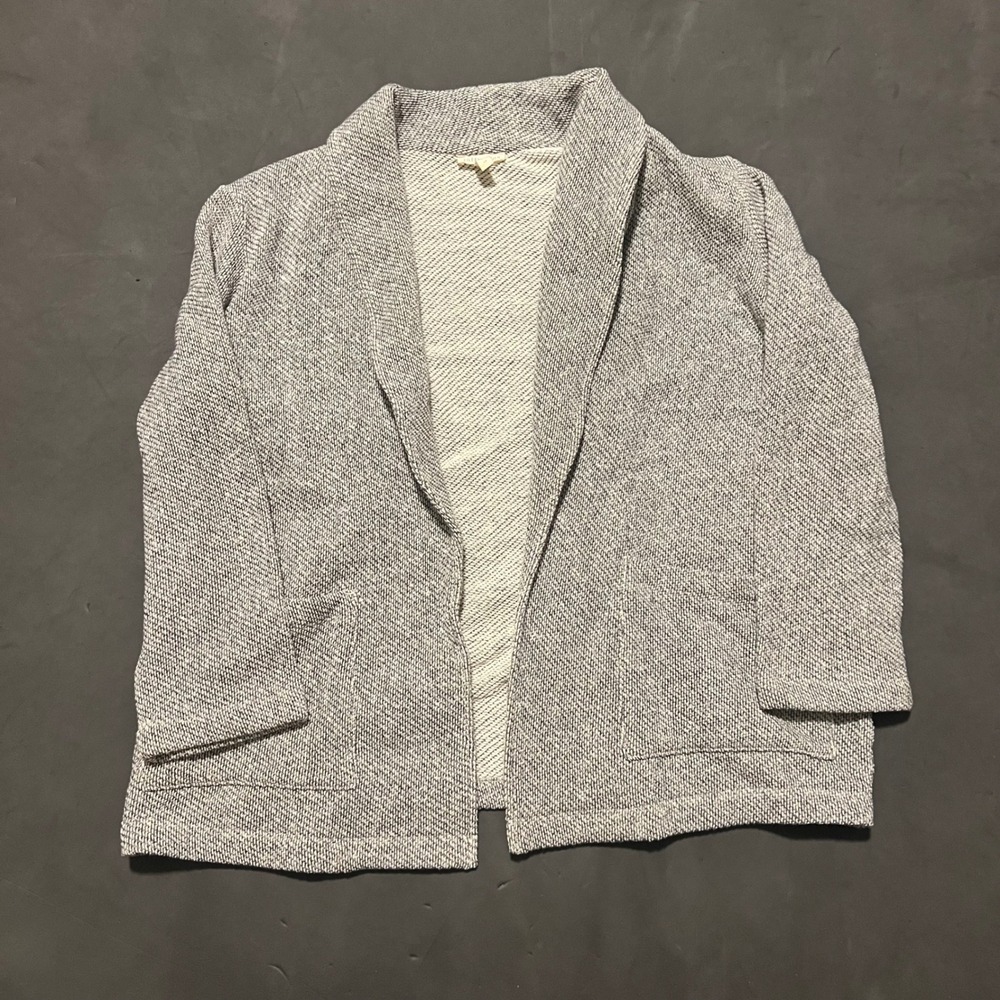 Eileen Fisher Organic Cotton Terry Shawl Collar Jacket Gray Ash Womens Small‎